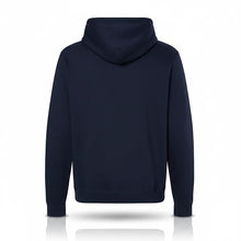 Charger l'image dans la galerie, Vue arrière du ouaté à capuche Impressions Gaspésie bleu marine en coton et polyester avec poche kangourou