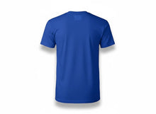 Charger l'image dans la galerie, Vue arrière du t-shirt bleu Impressions Gaspésie en mélange coton et polyester, coupe unisexe confortable.